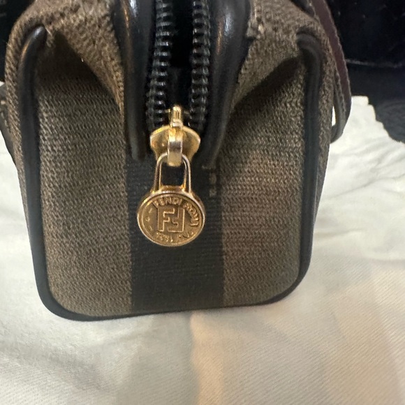 Fendi vintage mini crossbody. Black and Brown Striped Bag with Gold Hardware - Picture 3 of 7